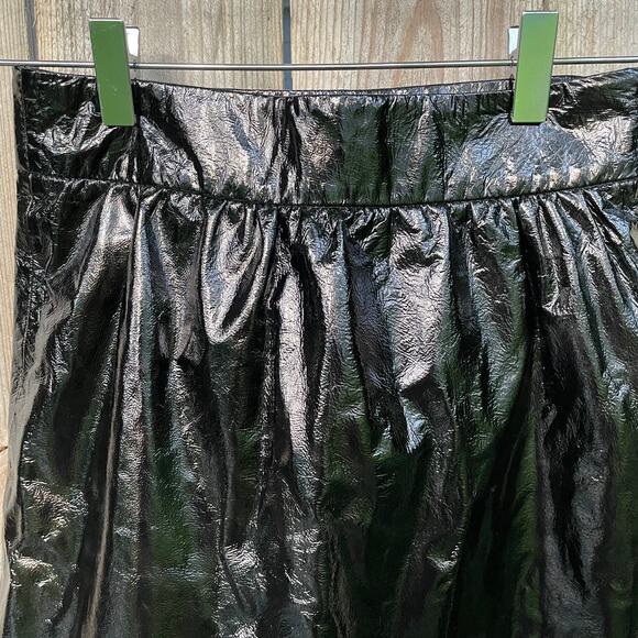 Pinko The Mall Mini Skirt Sheep Leather A-Line Satin Lined Party Black Size 2 - Picture 3 of 10